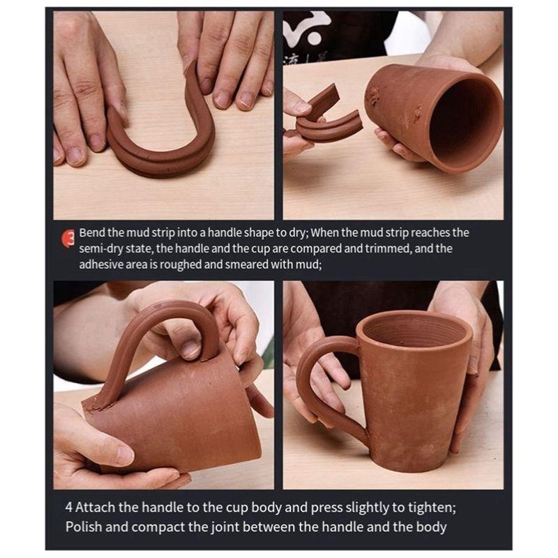 AEE4-5 Pezzi Strumento Estrusore Argilla Strumento per Intaglio Ceramica Strumento Forma Manico Tazza Argilla Taglierine Argilla Manico Tazza da Tè