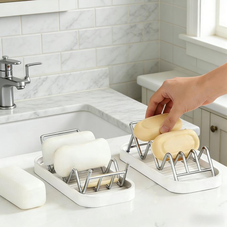 Bathroom Countertop Soap Rack Soap Storage Rack Bathroom Soap Draining Rack Kitchen Wool Sponge Storage Rack