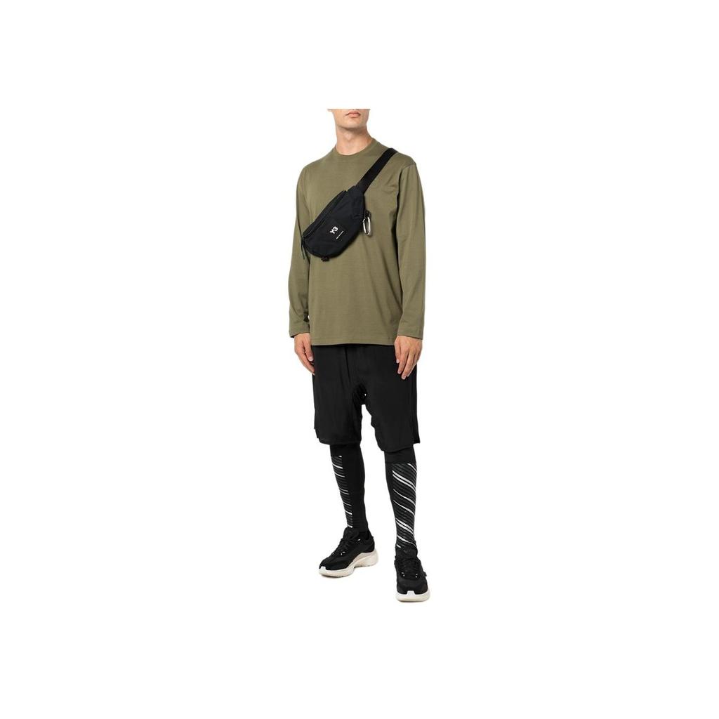 Y-3 Ss22 Solid Color Crew Neck Long Sleeve T-Shirt Men Tops Olive-Green HT2291