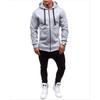 Men's Spring Casual Fashion Solid Color Sweater Men's Long-sleeved Sports Hooded Top Zipper Cardigan Sweater