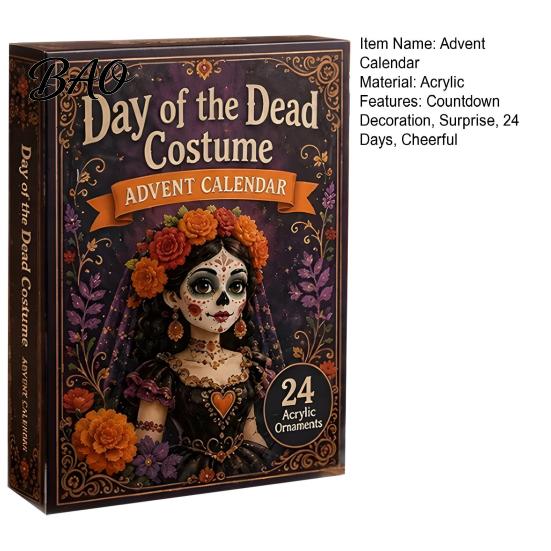Festive Desktop Display Ornaments Day of The Dead Costume Advent Calendar 2026, 24 Days Countdown with Traditional Altar Table Decorations Pcs