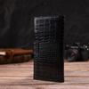 Slim Wallet for Men Made of Genuine Leather with Crocodile Embossing CANPELLINI 21914 Black