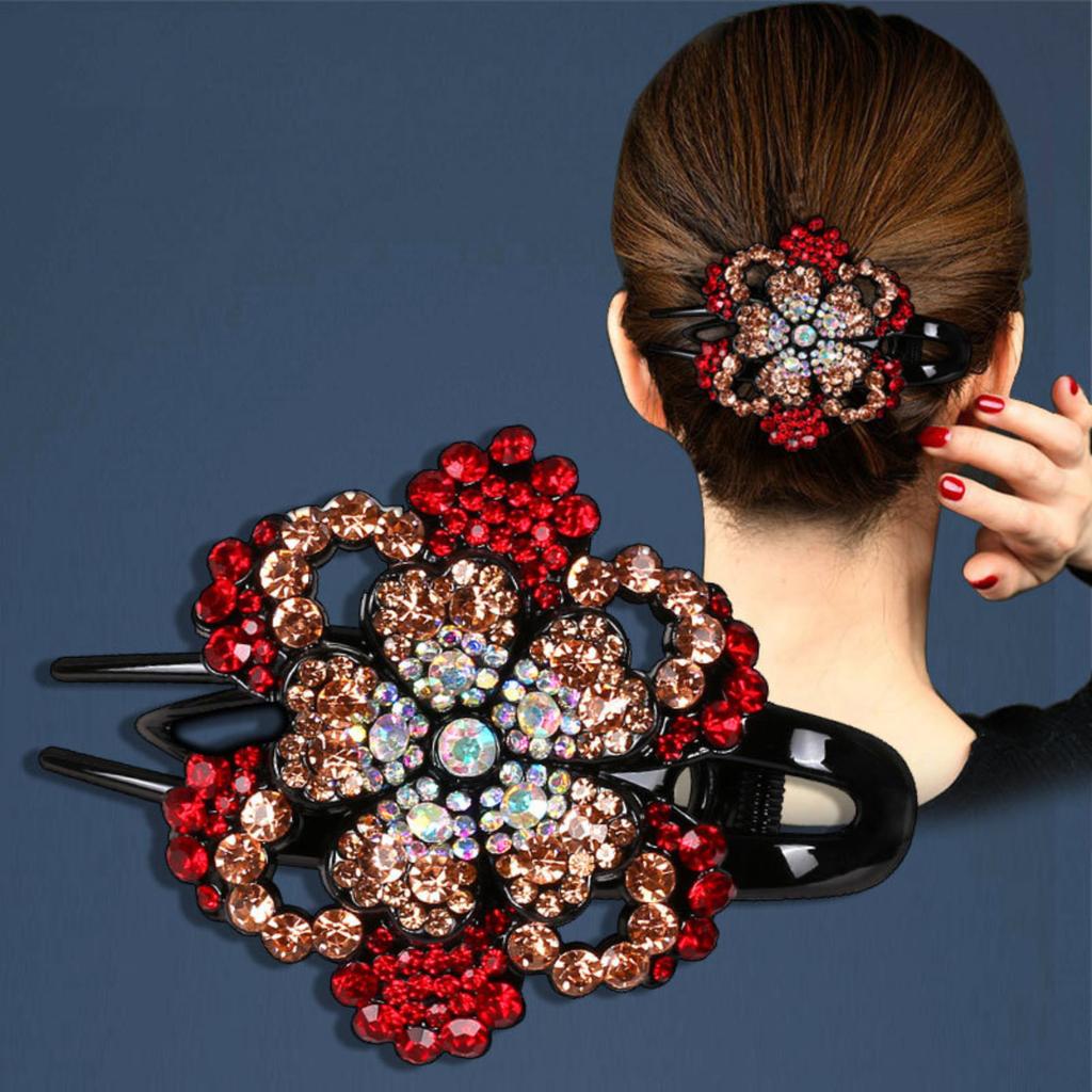 Rhinestone Flower Hair Claw Clip Crystal Decorative Hair Accessory Elegant Design Durable Construction Suitable for Various Hairstyles