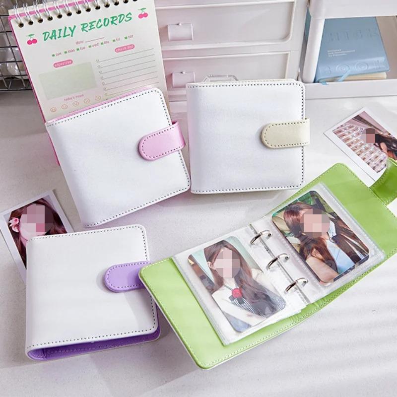 Mini Candy Farbe PU Leder Kpop Fotokarten Ordner Sammelbuch 3 Zoll Kartenaufbewahrung Idol Karte Fotoalbum Halter Buch Schreibwaren