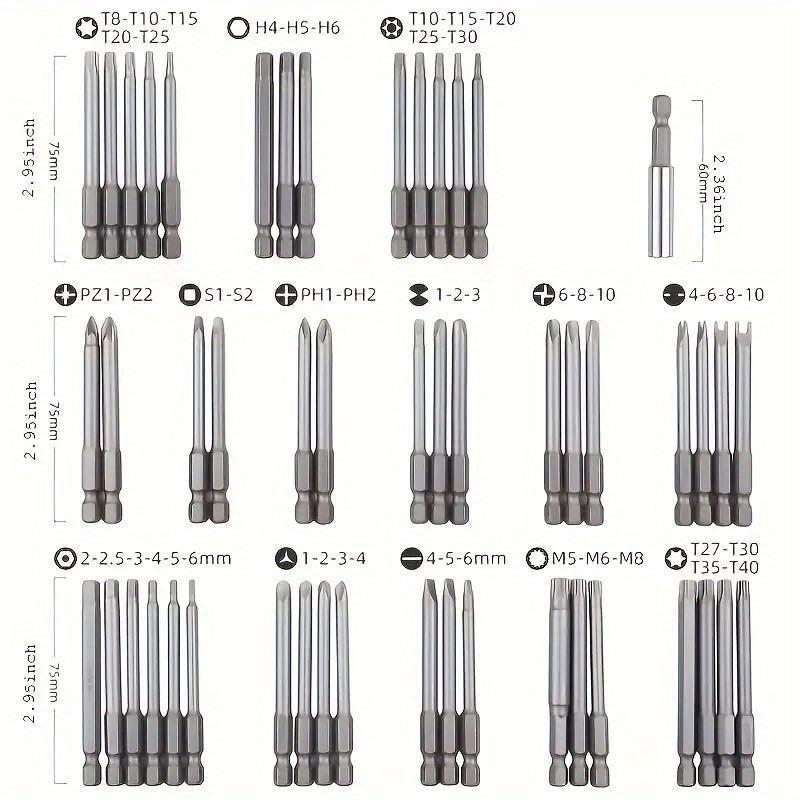 50-Piece Magnetic Screwdriver Bit Set - Extra-Long 75mm, Multifunctional & Durable, Perfect for DIY & Professional Use