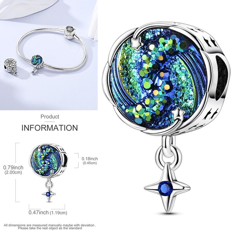 Charms Bead Copper Starlit Sky Moon Sun Earth Universe Charm Fit Bangle Bracelet Necklace Diy Jewelry