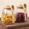 Contenants Alimentaires Hermétiques Pots de Stockage Pot en Verre avec Couvercle et Cuillère Boîte Scellée Boîtes à Sucre Thé Pots à Café Hermétiques Cuisine