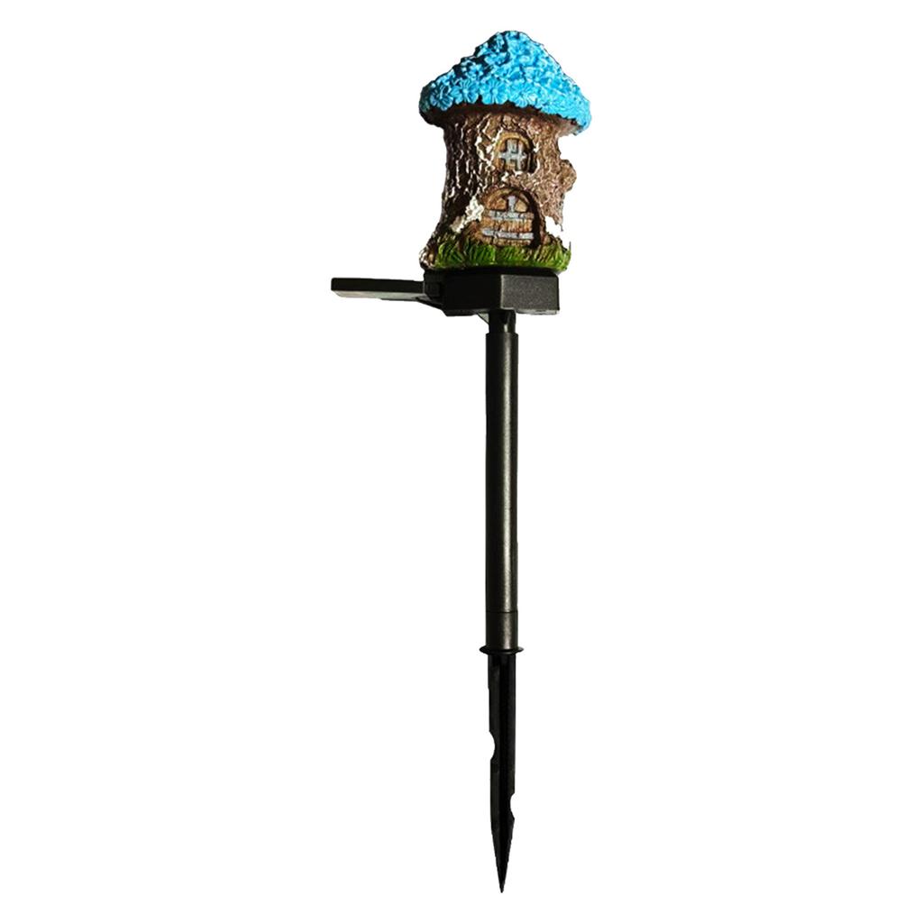 LED Solar Fairy-Tale Mushroom Cottage Garden Light Mushroom House Statue Lawn Lights for Yard Patio Pathway Lawn Flower Bed