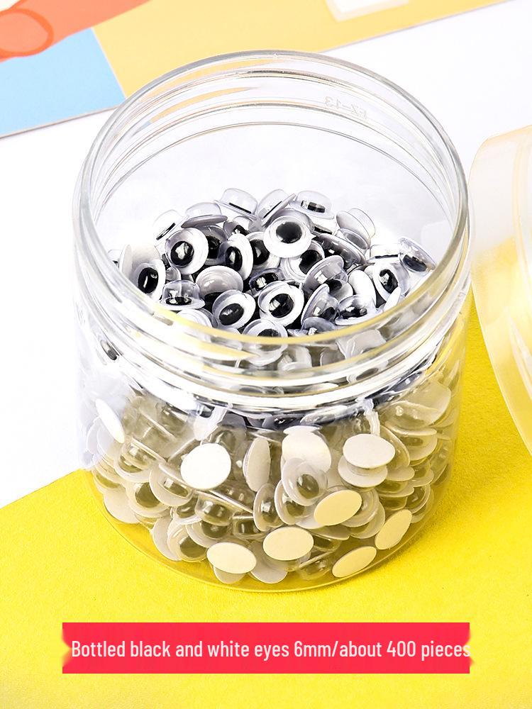 Handmade Self-Adhesive Googly Eyes with Eyelashes - Black, White & Colored Movable Plastic Eyes for DIY Projects