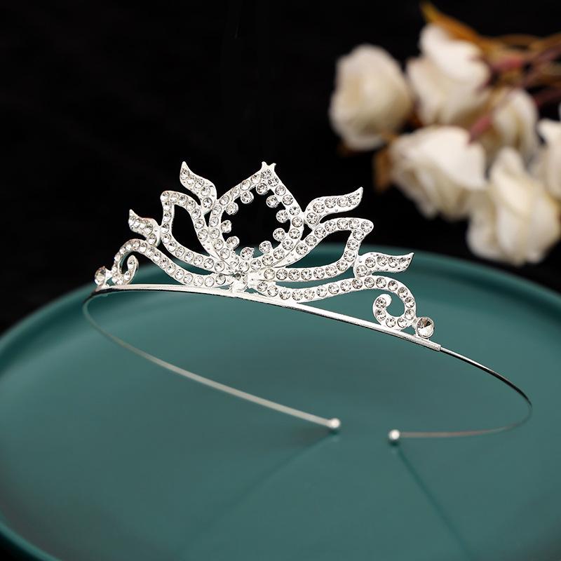 Serre-tête Couronne de Princesse à Strass pour Enfants - Mignon Style Peigne Chat Lapin Incrusté de Diamants pour Filles