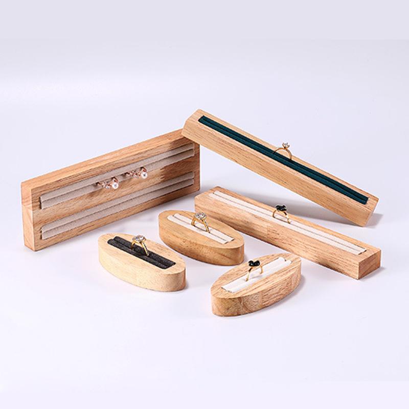 Solid Wood Ring Earrings Display Rack Wooden Tray Jewelry Display Plate Jewelry Storage Counter Jewelry Decoration Display Props