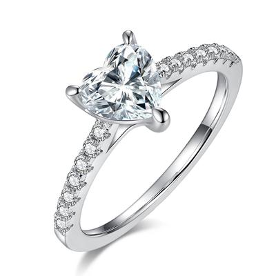Fashion Heart Cut 5*8MM VVS1 D Color Real Moissanite Diamond 925 Sterling Silver 18K White Gold Ring Anniversary Gift