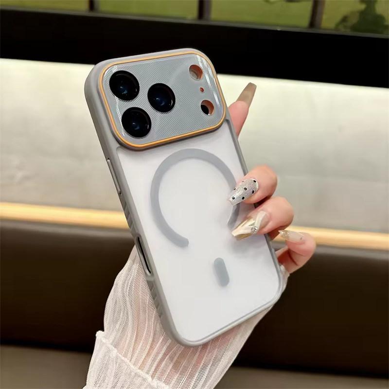 For Magsafe Large Window Camera Protection Magnetic Phone Case For iPhone 17 Air 16 E 15 14 Plus 13 12 11 Pro Max Shock Cover