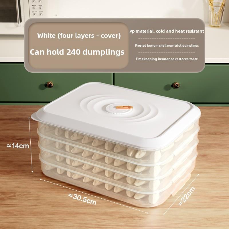 

Многослойный контейнер для хранения пельменей, штабелируемый поднос для заморозки, герметичный органайзер для еды на кухне Four Layers белый