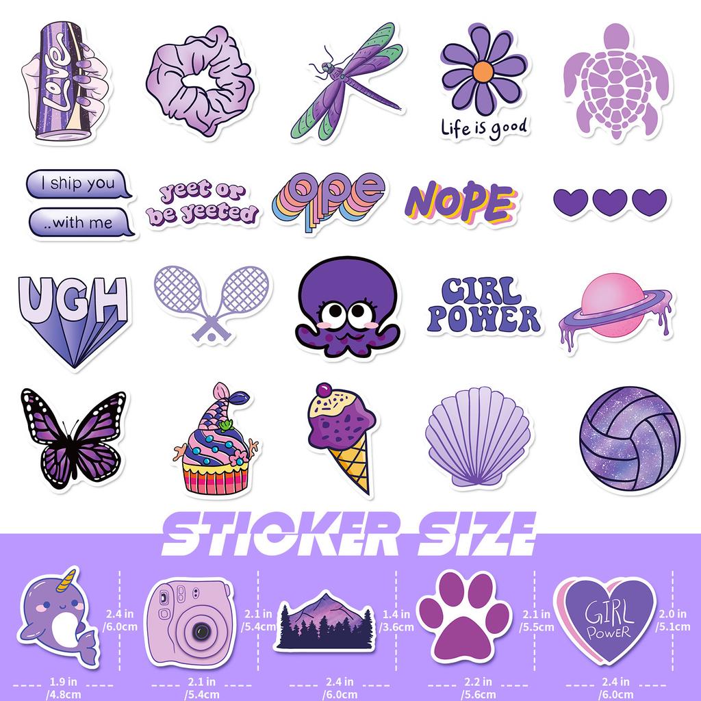 50 Purple Mix and Match Stickers Shein New Purple Small Fresh Cartoon Temu Stickers