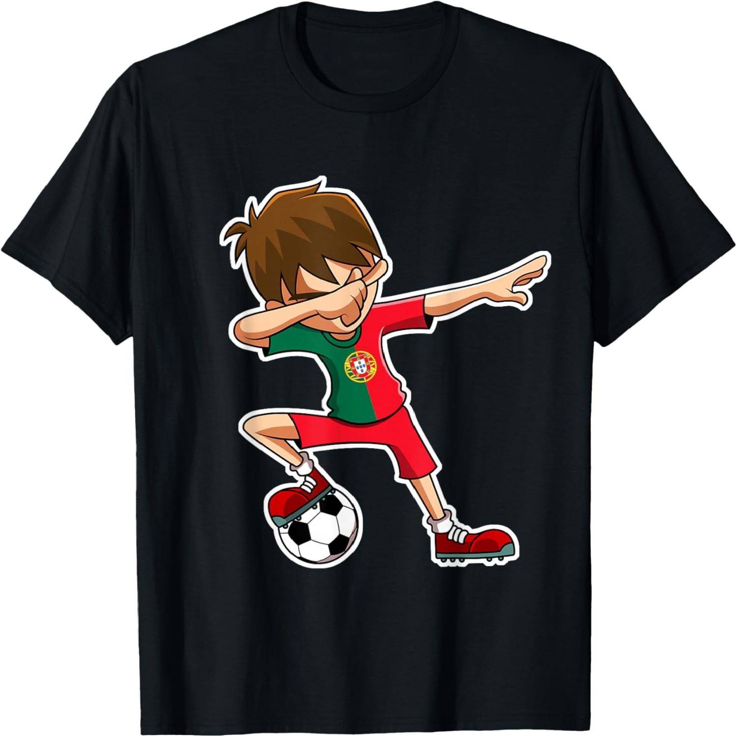 Dabbing Soccer Boy Portugal Jersey Portuguese Kids Dab Gift T-Shirt S