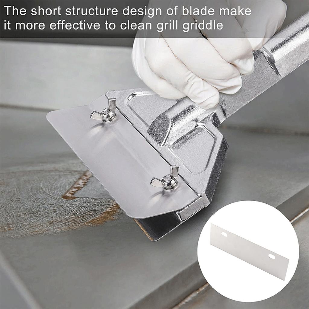 4PCS Grill Scraper Blades Stainless Steel Heavy Duty Griddle Scraper Replacement Blade Accessories