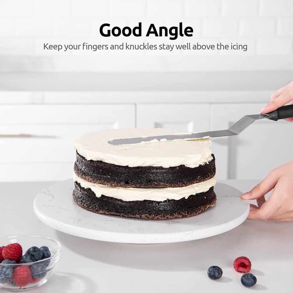 3 Metal Cake Offset Spatulas, 6 8 & 10 Inch Frosting Angled Icing Spatula for Decorating