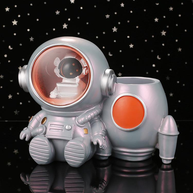 Cat Blue Cartoon Star Light Storage Creative Pen Holder Button Power Battery