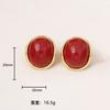 Elegant Oval Stud Earrings Women Vintage French Style Minimalist Jewelry With Post Real Gold Plating