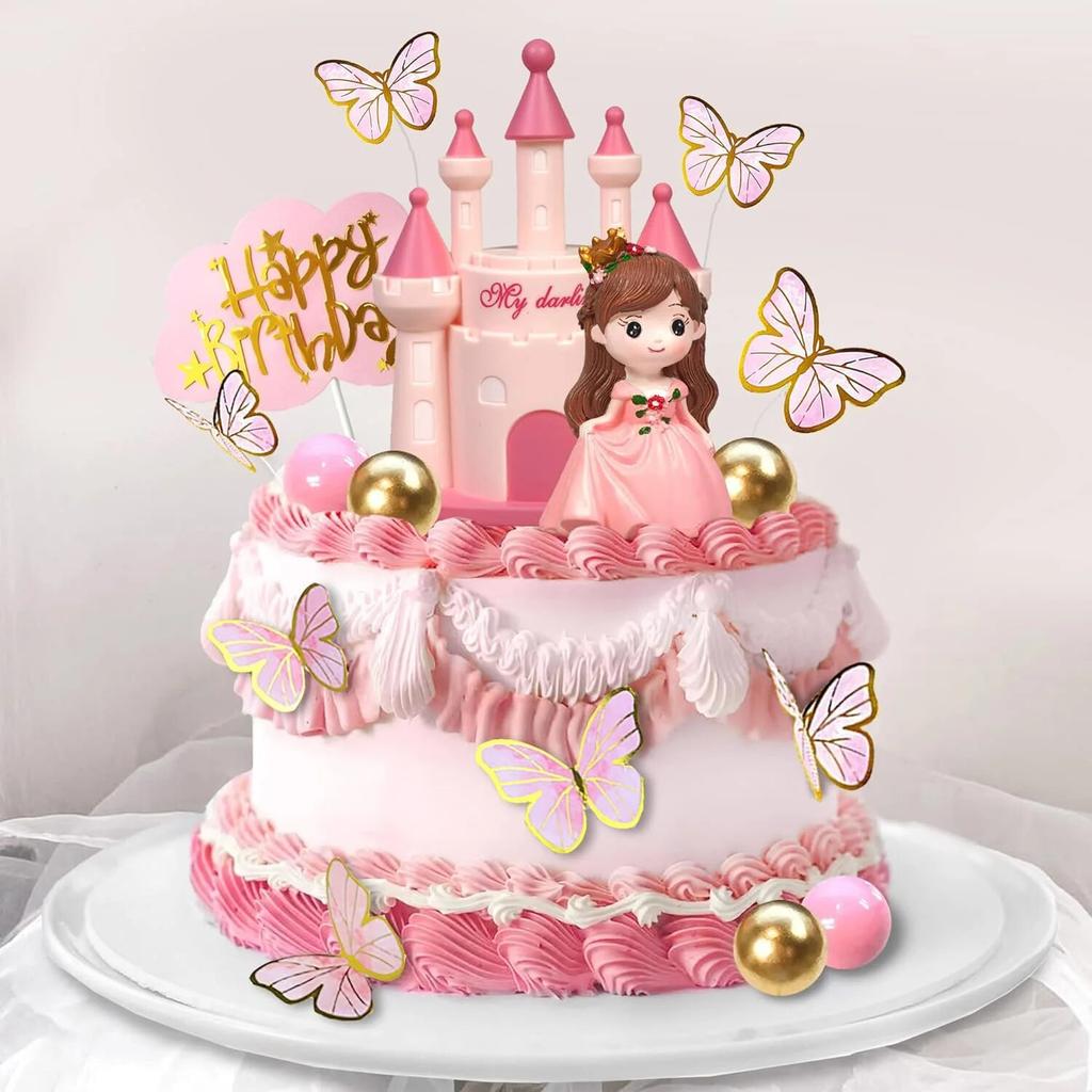 Prinzessin Cake Topper Schloss Kuchen Dekoration Lieblich Rosa Prinzessin Stern Schloss Ball Kuchen Topper Rosa Schloss Kuchen Dekoration mit B