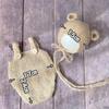 Baby knit outfit bear ear bonnet hat and for newborn photo gray [NANA's shop] set, overalls, shoots, beige, white, (brown)