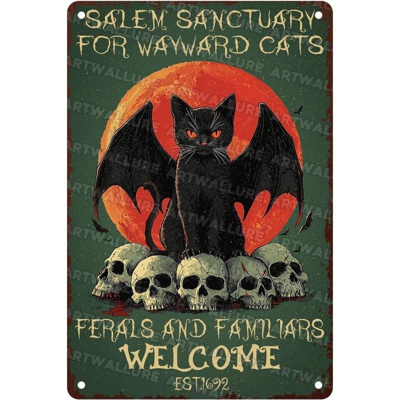 Halloween Metal Wall Sign Spooky Decor 20x30cm