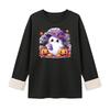 Women's Lined Round Neck Long Sleeve Halloween Print Casual Top for Winter