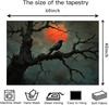 Mysterious Crow Tapestry, Black Raven on Gnarled Tree with Blood Moon Design, Bohemian Wall Art for Gothic Spaces