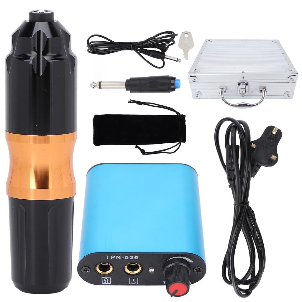 Tattoo Machine Pen Kit Rotary Tattoo Power Supply Foot Pedal with Storage Box for Tattoo Artists