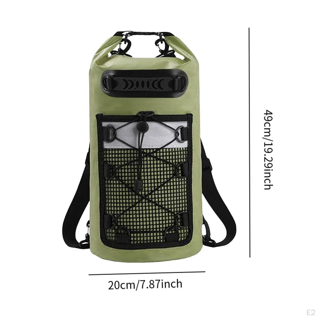 Trockentasche mit Griff, Leichter und vielseitiger Rucksack, Grün, für Camping, Rafting, Schwimmen,