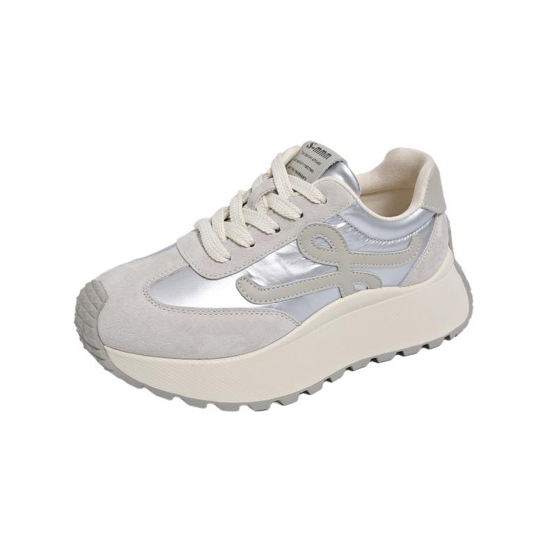 

Повседневная обувь на платформе в стиле Форреста Гампа женская 2025 весна новая мягкая кожа конфетный цвет подошва-маффин модные кроссовки 40