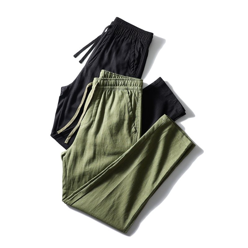 Linen Pants Men's Summer Straight-leg Thin Cotton Linen Pants Export Men's New Clothes Men's Casual Trousers Blended Men's Pants