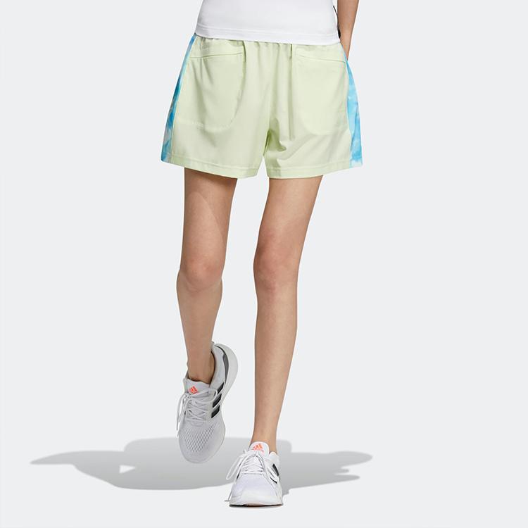 Adidas Color-Block Casual Athletic Shorts Women Bottoms Acid-Lime-Green HI6829