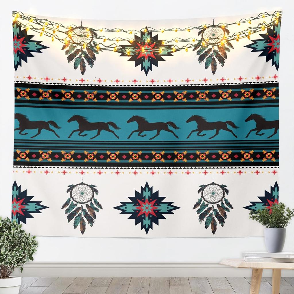 Western Wall Hanging Boho Aztec Wall Tapestry Kids Boys Girls Cowboy Cowgirl Horse Dreamcatcher Tapestry Luxury Southwestern