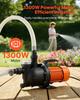 Shallow Well Jet Pump, 1300W, 230V 4800L/H Maximum Flow Rate, PP Garden Well Jet Pump with 8 M Suction Height, Thermal Protection, European Voltage