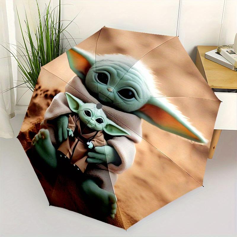 

Yoda,Grogu Fully automatic themed umbrella 8 ribs durable iron frame, tri fold compact design, perfect as a gift, travel umbrella, unisex,