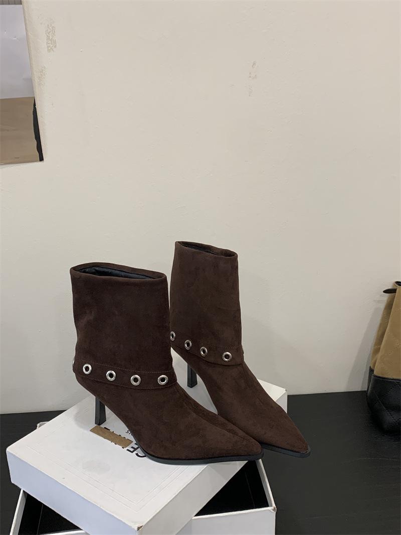 

2025 женские ботильоны на шпильке размеры 35-40 40 темно-коричневого