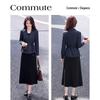 Elegant V-neck Long Sleeve Top & Mid-length Dress Set
