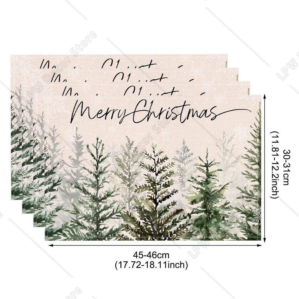 4/6 Pezzi Tovagliette di Lino per Natale Babbo Natale Stampate Decorazioni Natalizie per Casa Cucina 2025 Xmas Navidad Noel Decorazioni Tavola