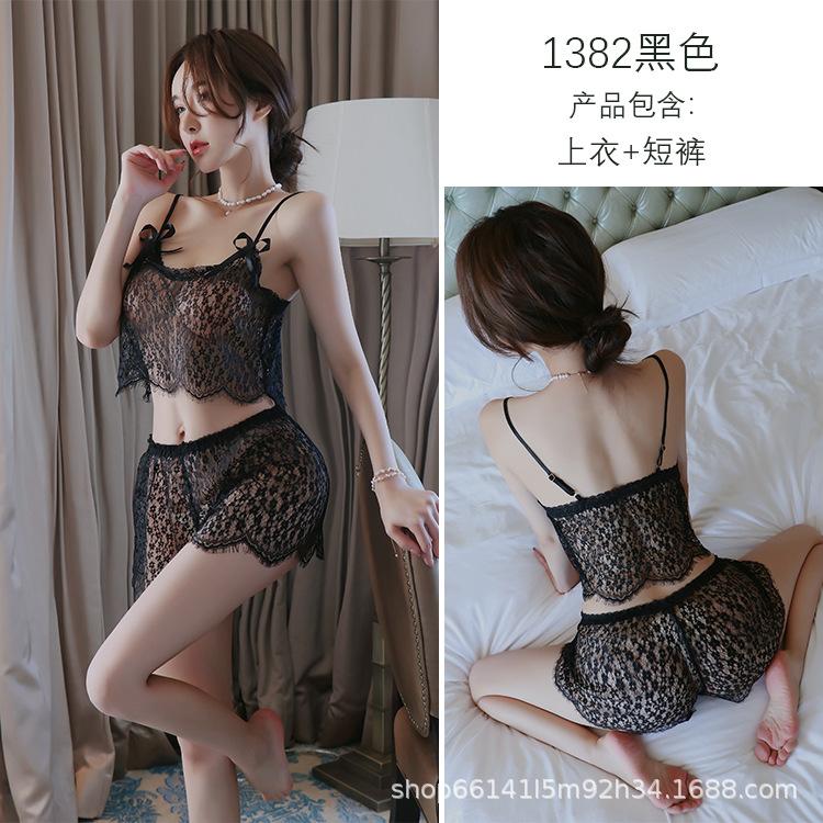 New Sex Underwear Sexy Temptation Women's Transparent Sex Lace European and American Temptation Nightdress Dress Dress 1382