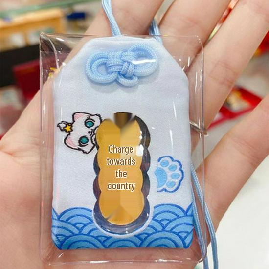 Талисман  Счастливый Кот  с золотой фольгой: Вышитая подвеска-оберег CoCoCat Подарок Gold Leaf