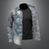 Lässige, florale Punk-Jeansjacke für Herren mit Retro-Patch