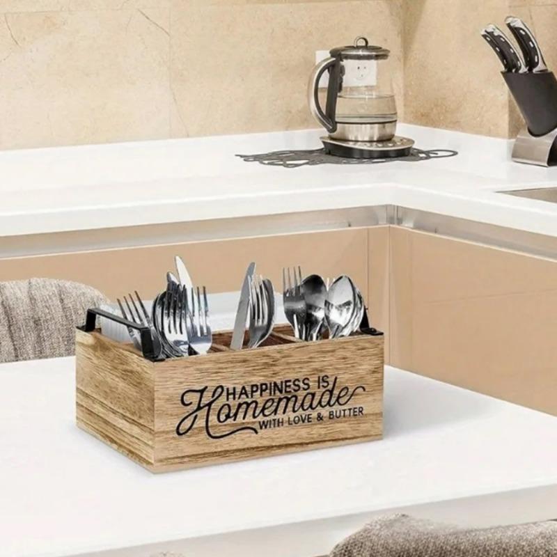 1 szt. Drewniane pudełko do przechowywania noży, widelców, łyżek, pudełko do przechowywania w gospodarstwie domowym, kuchni, na biurko, do kawiarni, pudełko do przechowywania różnych przedmiotów