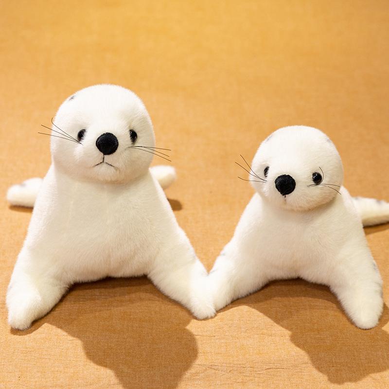 32/38cm White Seal Simulation Stuffed Plush Toy Handmade Cartoon Anime Cute Children's Birthday Gift Fun Seal Doll