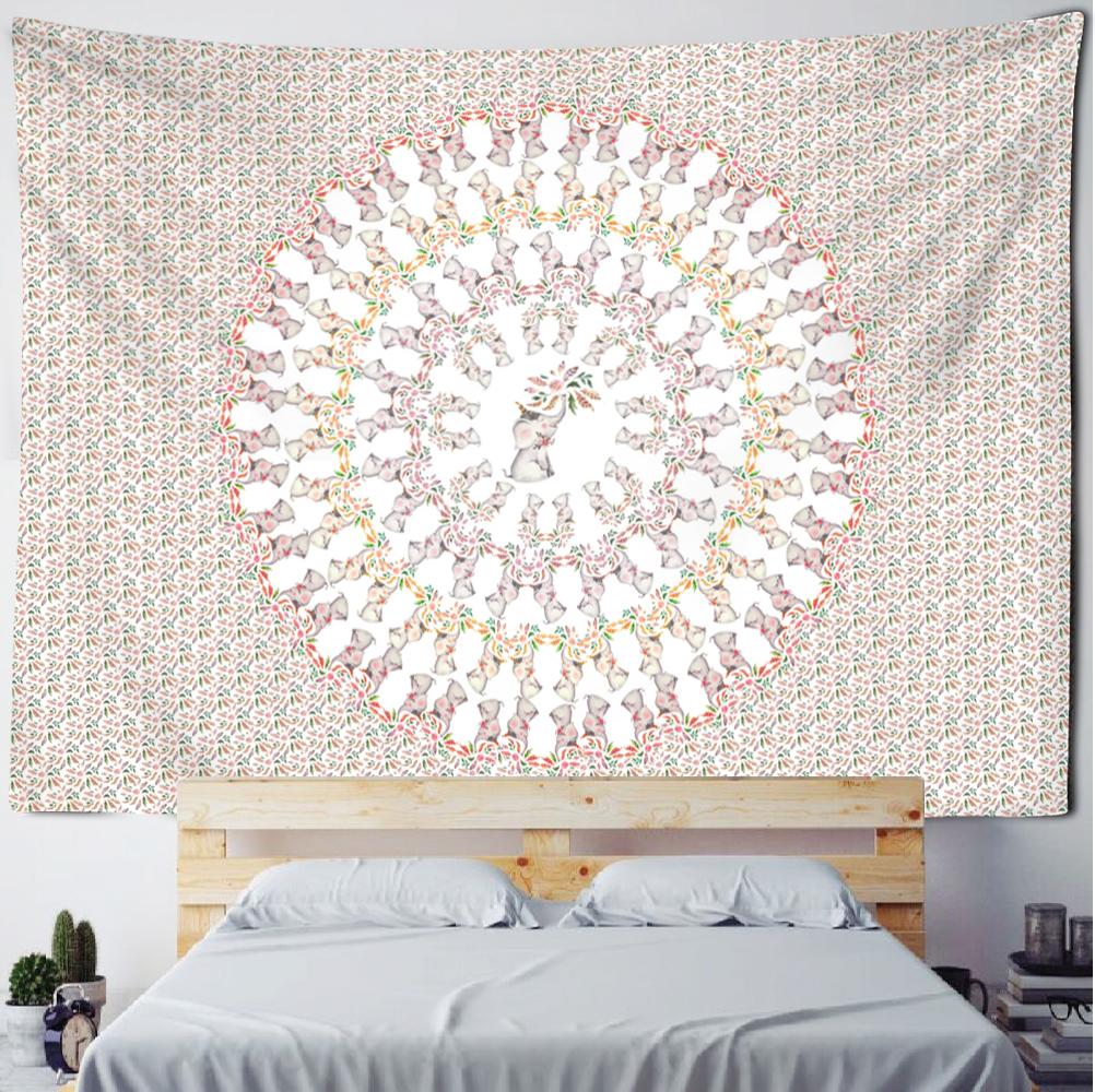 

Тайский розовый слон гобелен настенный в богемном стиле Kawaii мультфильм животное комната спальня домашний декор 95x70cm