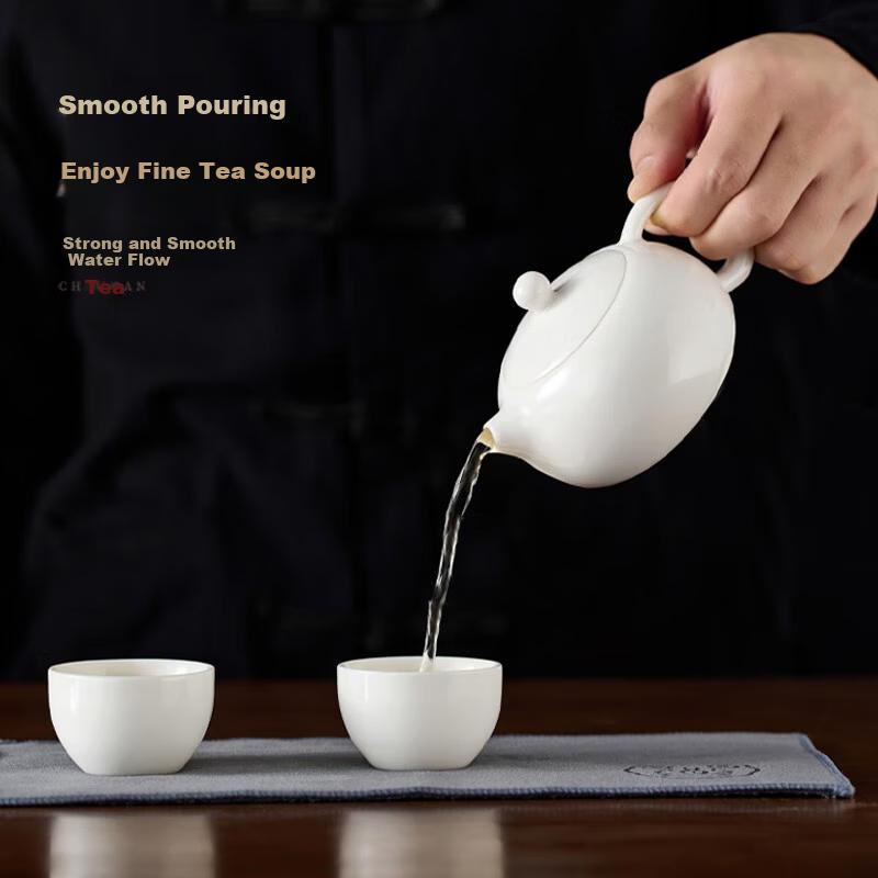 Yihu Tea Mutton Fat Jade Porcelain Xishi Teapot Ceramic Brewing Teapot Home Small Tea Set High-End Handmade Kung Fu Tea Set