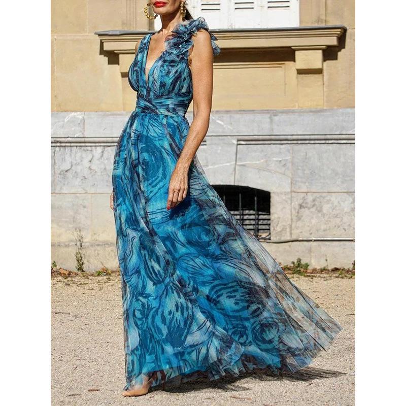 

Богемное летнее цветочное платье-свинг в стиле Лолита XXL павлин голубой