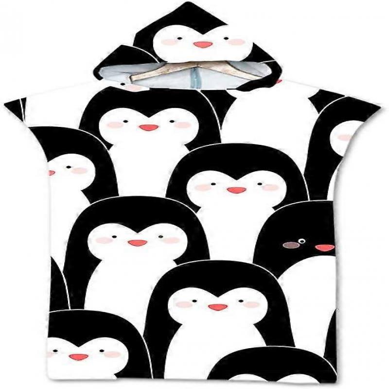 1 pc Cute Penguin Poncho Beach Towel, Microfiber Sport Surfing Ho