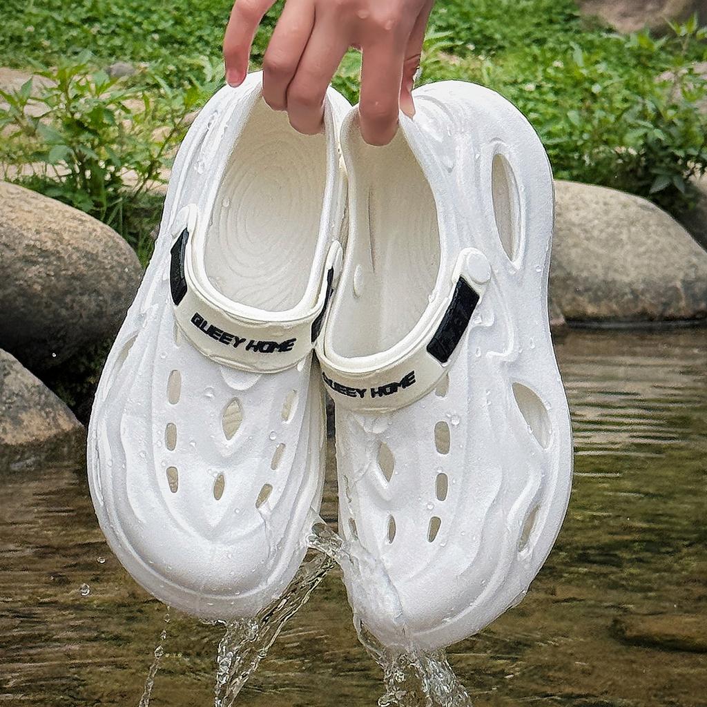 Queeyhome Men'S Sandals Summer Anti Slip Thick Sole Sports Slippers Indoor Outdoor Clogs Beach Fishing Fashion Hole Aqua Shoes